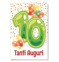Cromo biglietti d'auguri Numeri 10 anni, palloncini e pois, 6 pezzi – NU7289