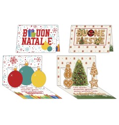 Cromo biglietti Pop Up Buon Natale Buone Feste, palline e biscotti di Natale, 12 pezzi – NT6929