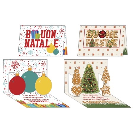 Cromo biglietti Pop Up Buon Natale Buone Feste, palline e biscotti di Natale, 12 pezzi – NT6929