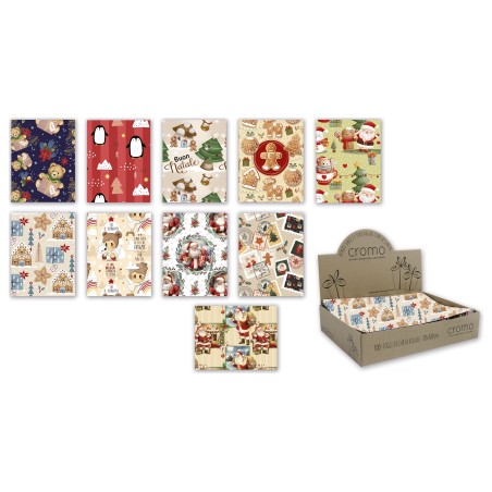 Cromo carta regalo Natale bambino, 100 fogli in 10 fantasie da 10 – NT6303