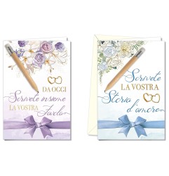 Cromo biglietti d'auguri Nozze con matita, 12 pezzi in 2 soggetti – NO8052