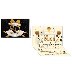 Cromo biglietti d'auguri Numero 80 oro Pop Up, pacco regalo, 6 pezzi – NU8102
