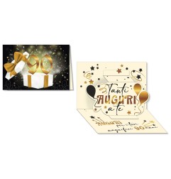 Cromo biglietti d'auguri Numero 90 oro Pop Up, pacco regalo, 6 pezzi – NU8103