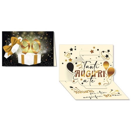 Cromo biglietti d'auguri Numero 90 oro Pop Up, pacco regalo, 6 pezzi – NU8103