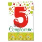 Cromo biglietti d'auguri Compleanno 5 anni, pois e arcobaleni, 6 pezzi – NU8094 Cromo biglietti d'auguri Compleanno 5 anni, pois e arcobaleni, 6 pezzi – NU8094