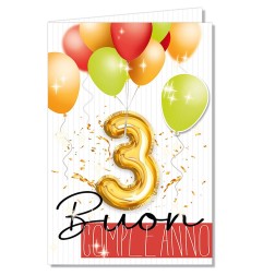 Cromo biglietti d'auguri Numeri 3 applicazione palloncino, 6 pezzi – NU8060