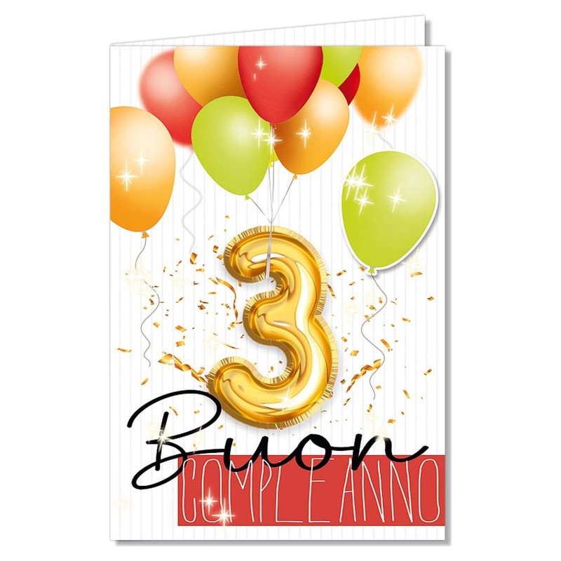 Cromo biglietti d'auguri Numeri 3 applicazione palloncino, 6 pezzi – NU8060