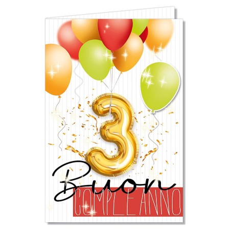 Cromo biglietti d'auguri Numeri 3 applicazione palloncino, 6 pezzi – NU8060