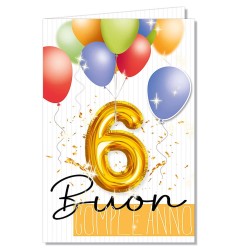 Cromo biglietti d'auguri Numeri 6 applicazione palloncino, 6 pezzi – NU8063