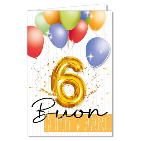 Cromo biglietti d'auguri Numeri 6 applicazione palloncino, 6 pezzi – NU8063