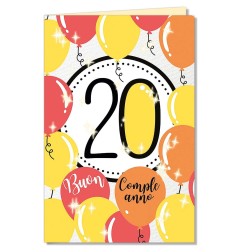 Cromo biglietti d'auguri Numeri e palloncini 20, 6 pezzi – NU8660
