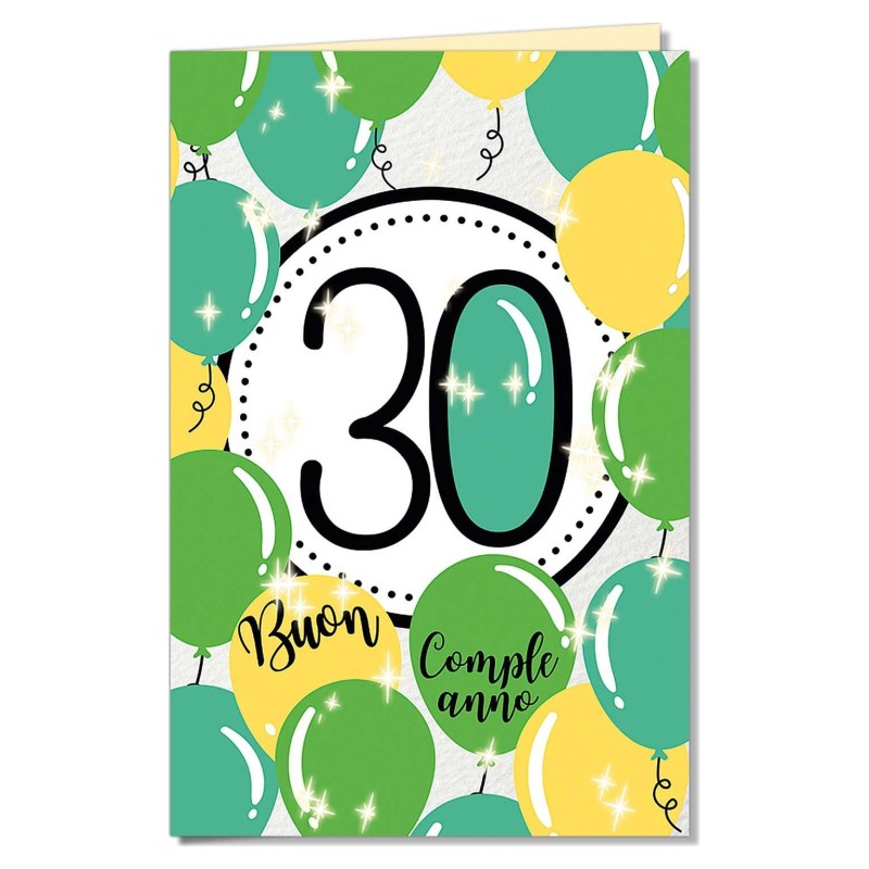 Cromo biglietti d'auguri Numeri e palloncini 30, 6 pezzi – NU8661 Cromo biglietti d'auguri Numeri e palloncini 30, 6 pezzi – NU8661