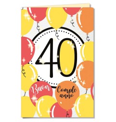 Cromo biglietti d'auguri Numeri e palloncini 40, 6 pezzi – NU8662