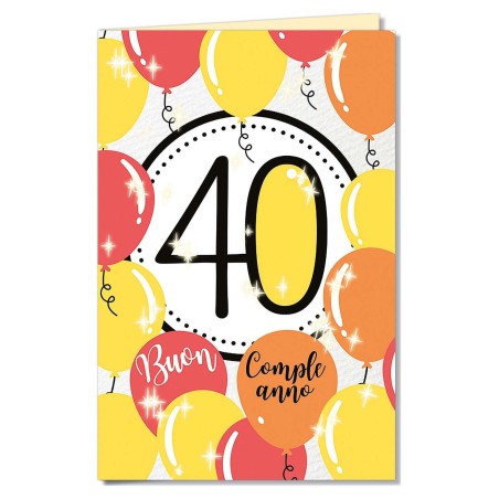 Cromo biglietti d'auguri Numeri e palloncini 40, 6 pezzi – NU8662