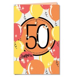 Cromo biglietti d'auguri Numeri e palloncini 50, 6 pezzi – NU8663