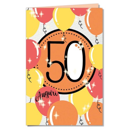 Cromo biglietti d'auguri Numeri e palloncini 50, 6 pezzi – NU8663