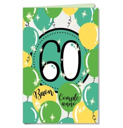 Cromo biglietti d'auguri Numeri e palloncini 60, 6 pezzi – NU8664