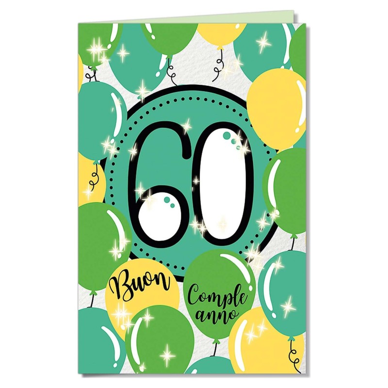 Cromo biglietti d'auguri Numeri e palloncini 60, 6 pezzi – NU8664