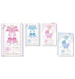 Cromo biglietti d'auguri Nascita rotella, 12 pezzi in 4 soggetti – NA7189