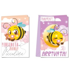 Cromo biglietti d'auguri Nascita lei apina, 12 pezzi in 2 soggetti – NA7195
