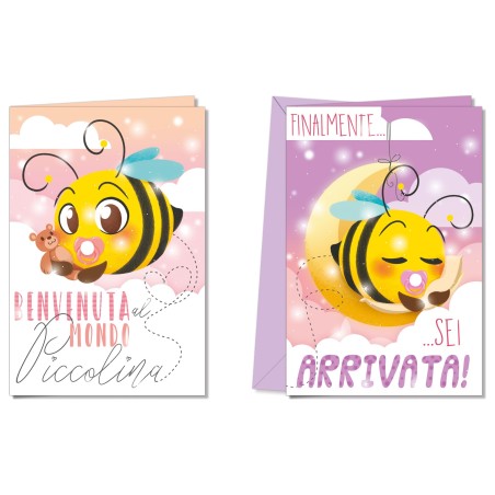 Cromo biglietti d'auguri Nascita lei apina, 12 pezzi in 2 soggetti – NA7195