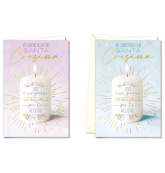 Cromo biglietti d'auguri Cresima candela, 12 pezzi in 2 soggetti – CR8034
