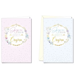 Cromo biglietti d'auguri Cresima corona, 12 pezzi in 2 soggetti – CR8035