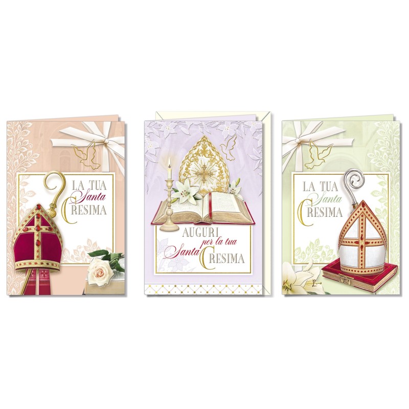 Cromo biglietti d'auguri Cresima 3 soggetti fotografico, 12 pezzi – CR8191 Cromo biglietti d'auguri Cresima 3 soggetti fotografico, 12 pezzi – CR8191