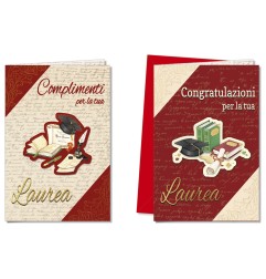Cromo biglietti d'auguri Laurea Classic assortito due fantasie, 12 pezzi in 2 soggetti – LA8196