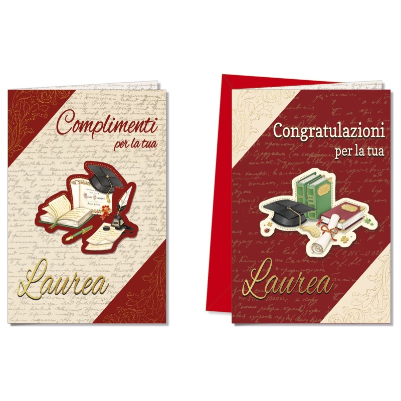 Cromo biglietti d'auguri Laurea Classic assortito due fantasie, 12 pezzi in 2 soggetti – LA8196 Cromo biglietti d'auguri Laurea Classic assortito due fantasie, 12 pezzi in 2 soggetti – LA8196