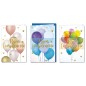 Cromo biglietti d'auguri Buon Compleanno fantasie assortite, palloncini e stelline oro, 12 pezzi in 3 soggetti – BC8110