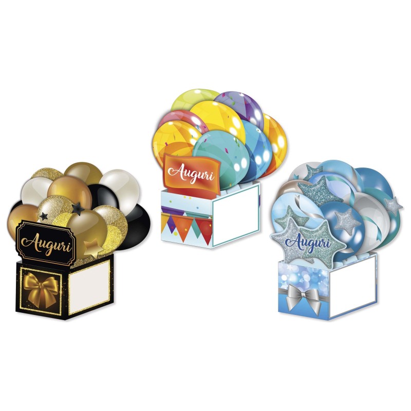 Cromo biglietti d'auguri palloncini Pop Up assortiti, 12 pezzi in 3 soggetti – BC9070 Cromo biglietti d'auguri palloncini Pop Up assortiti, 12 pezzi in 3 soggetti – BC9070