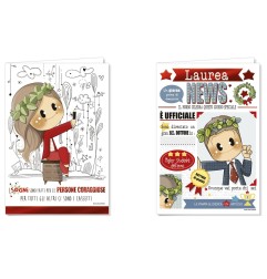 Cromo biglietti d'auguri Laurea Bubine due fantasie assortite, ragazza e ragazzo con alloro, 12 pezzi in 2 soggetti – BU8929