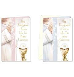 Cromo biglietti d'auguri Comunione bambini, 12 pezzi in 2 soggetti – CO8904