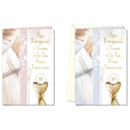 Cromo biglietti d'auguri Comunione bambini, 12 pezzi in 2 soggetti – CO8904