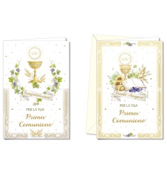Cromo biglietti d'auguri Comunione bambini, 12 pezzi in 2 soggetti – CO8906