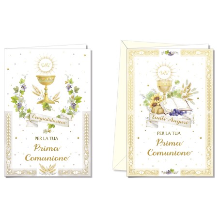 Cromo biglietti d'auguri Comunione bambini, 12 pezzi in 2 soggetti – CO8906