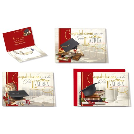 Cromo biglietti portasoldi Laurea, 12 pezzi in 4 soggetti – LA8926