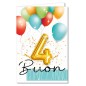 Cromo biglietti d'auguri Buon Compleanno 4 anni palloncini, 6 pezzi – NU8061 Cromo biglietti d'auguri Buon Compleanno 4 anni palloncini, 6 pezzi – NU8061