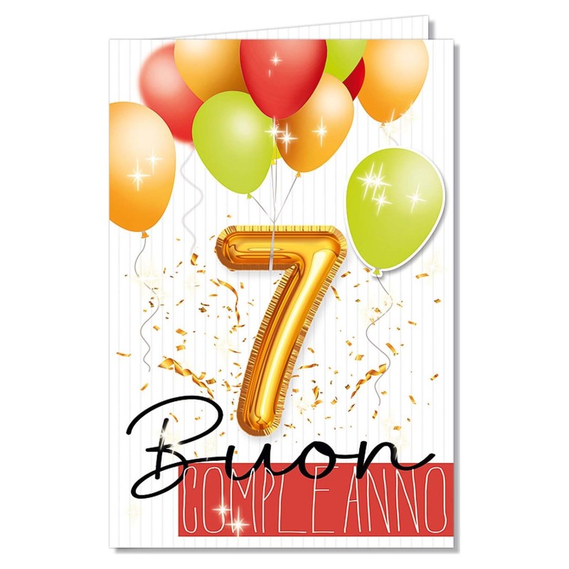 Cromo biglietti d'auguri Buon Compleanno 7 anni palloncino, 6 pezzi – NU8064 Cromo biglietti d'auguri Buon Compleanno 7 anni palloncino, 6 pezzi – NU8064