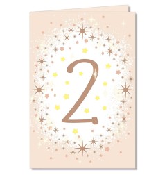 Cromo biglietti d'auguri Numero 2, stelline, 6 pezzi – NU8321