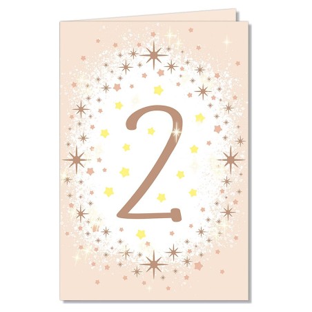 Cromo biglietti d'auguri Numero 2, stelline, 6 pezzi – NU8321