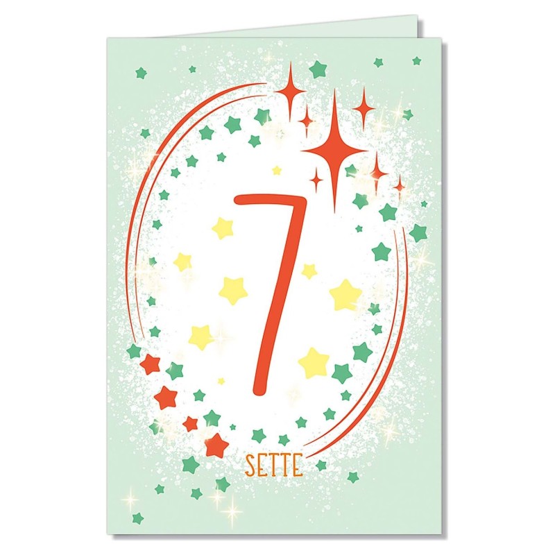 Cromo biglietti d'auguri Numero 7, stelline, 6 pezzi – NU8326