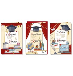Cromo biglietti d'auguri Laurea applicazione, 12 pezzi in 3 soggetti – LA8930