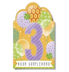 Cromo biglietti d'auguri Numero 3, 6 pezzi – NU9018