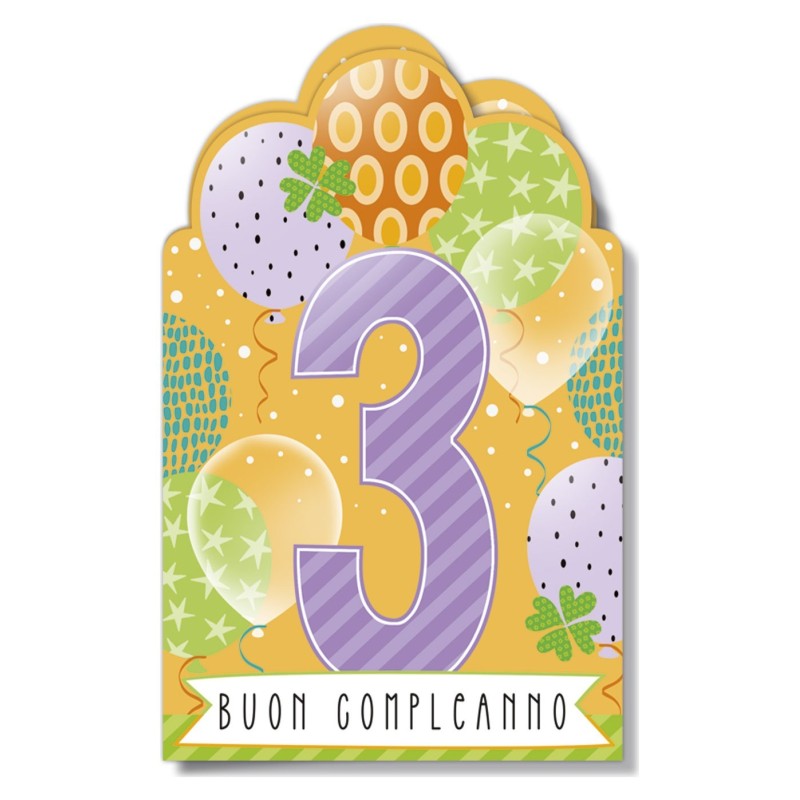 Cromo biglietti d'auguri Numero 3, 6 pezzi – NU9018 Cromo biglietti d'auguri Numero 3, 6 pezzi – NU9018