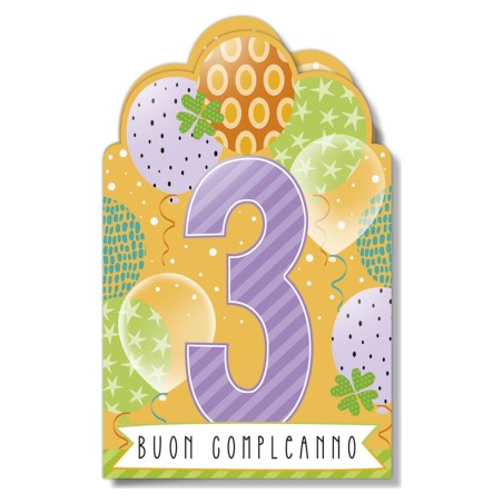 Cromo biglietti d'auguri Numero 3, 6 pezzi – NU9018