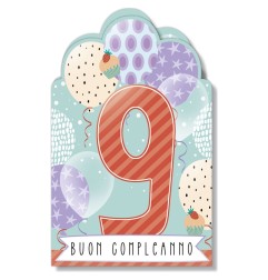 Cromo biglietti d'auguri Numero 9, 6 pezzi – NU9024