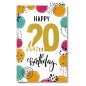 Cromo biglietti d'auguri Buon Compleanno 20 anni multicolor, 6 pezzi – NU9026 Cromo biglietti d'auguri Buon Compleanno 20 anni multicolor, 6 pezzi – NU9026