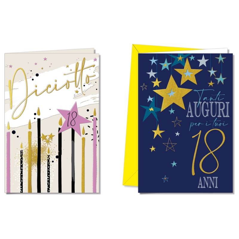 Cromo biglietti d'auguri 18 anni, 12 pezzi in 2 soggetti – NU8993 Cromo biglietti d'auguri 18 anni, 12 pezzi in 2 soggetti – NU8993